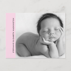 Fotomeddelande om Rosa Baby Birth B/W Meddelande Vykort