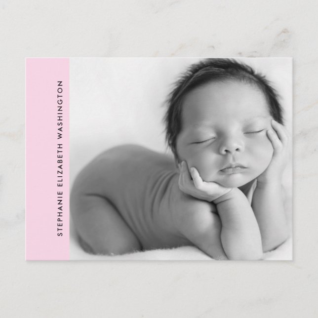 Fotomeddelande om Rosa Baby Birth B/W Meddelande Vykort (Framsida)