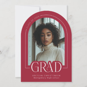 Fotomeddelande om rött modernt, minimalistiskt gra inbjudningar