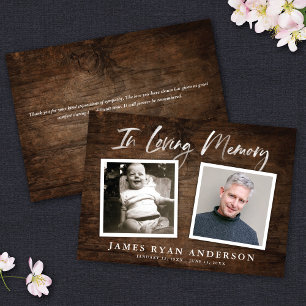 Fotomeddelande om Rustic Mörk Wood Memorial Inbjudningar