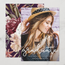 Fotomeddelande om söt Lila Blommigt Studenten