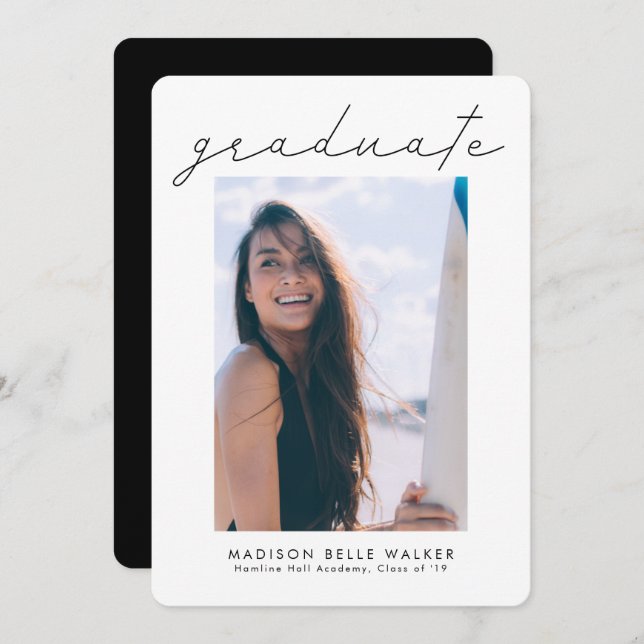 Fotomeddelande om student Modern Studenten Inbjudningar (Fram/baksida)