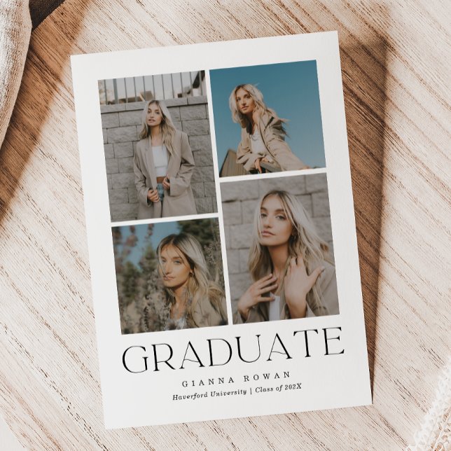 Fotomeddelande om student Prestige Studenten Meddelande (Graduate Prestige Graduation Photo Announcement | Red Accent)