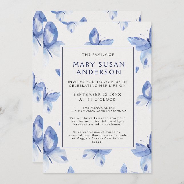 Fotomeddelande om vanliga minnesknappar inbjudningar (Fram/baksida)