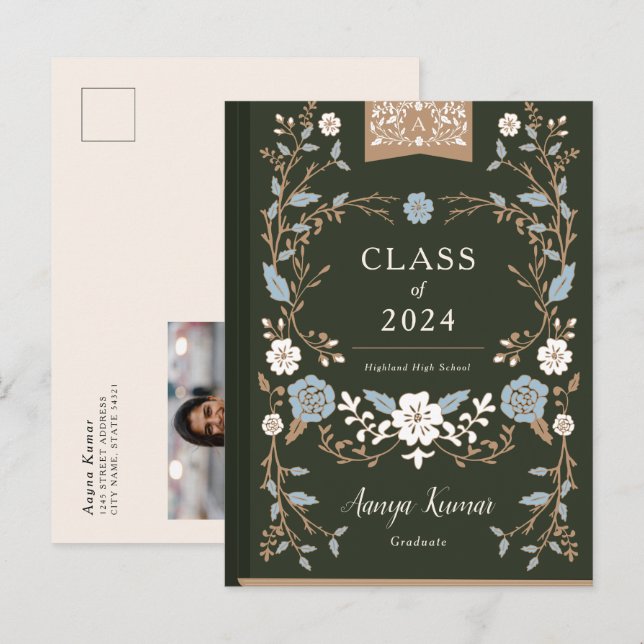 Fotomeddelande om vintage Bok Studenten Meddelande Vykort (Fram/baksida)