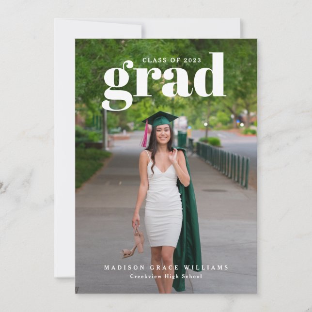 Fotomeddelande om vit GRAD fet Brev Inbjudningar (Framsida)