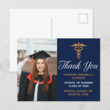Fotomedicinsk Tack för marinblått Guld Studenten