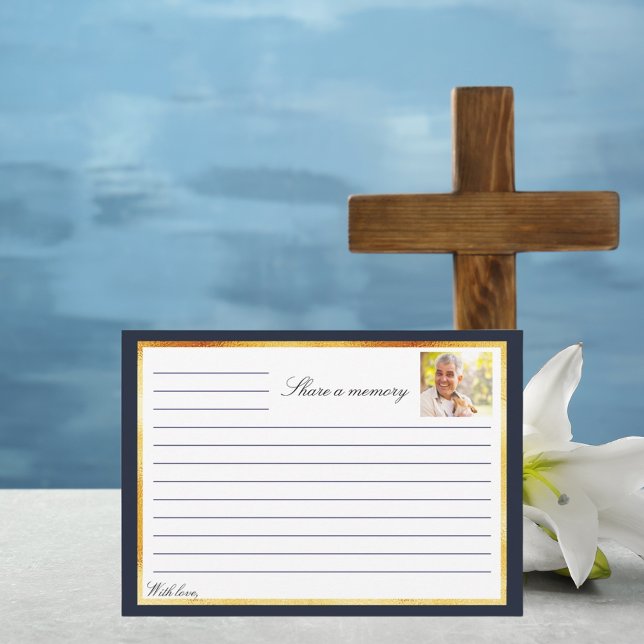 Fotomemorandum för marint blå guld  ett minneskort inbjudningar (Skapare uppladdad)