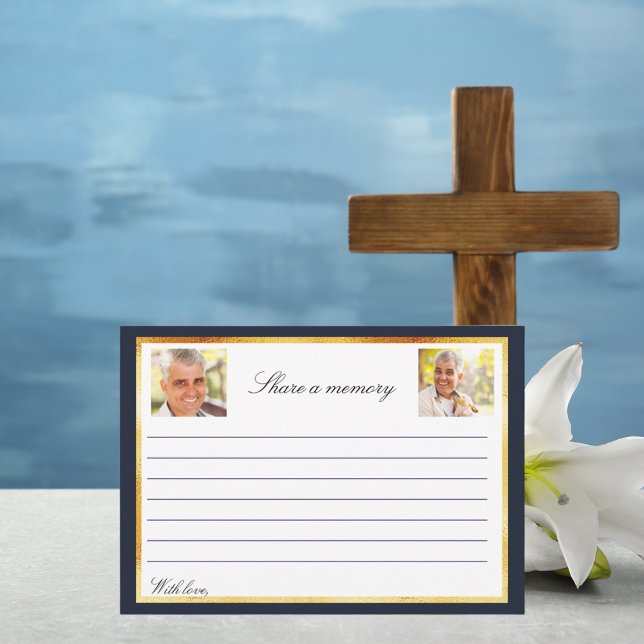 Fotomemorandum för marint blå guld  ett minneskort inbjudningar (Skapare uppladdad)