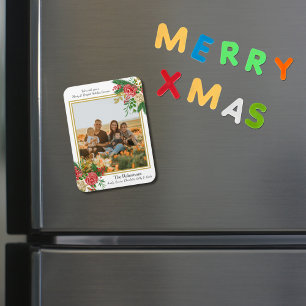 Fotomeri med vattenfärgsfamilj och ljus Helgdag Magnet