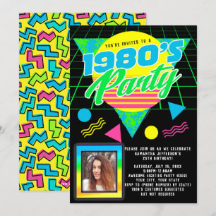 Fotometrisk 1980s Retro-Födelsedagsfest på 80 seku Inbjudningar