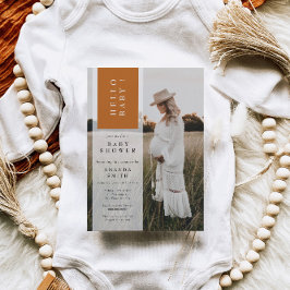 Fotominimalistare Boho Neutralt Hej Baby Shower Inbjudningar