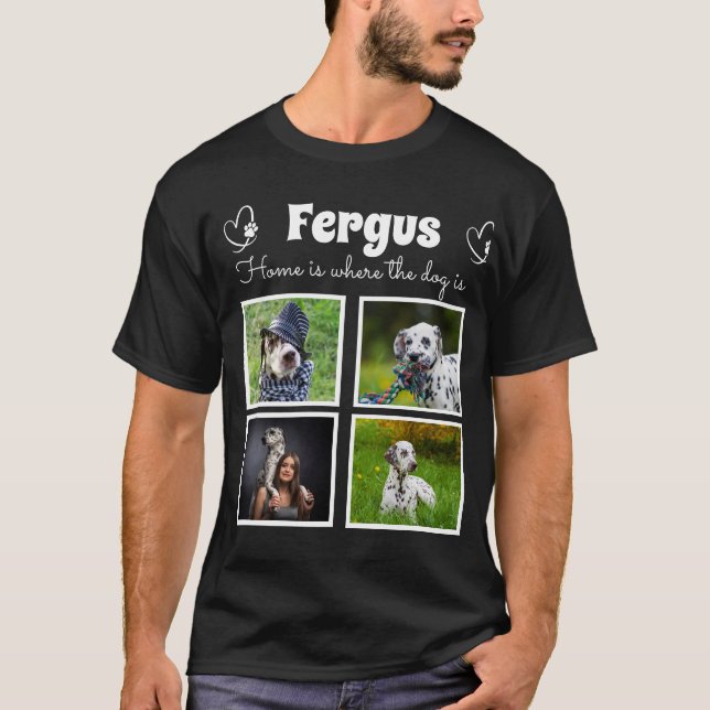 Fotominne för Hund 4-fotokollage T Shirt (Framsida)