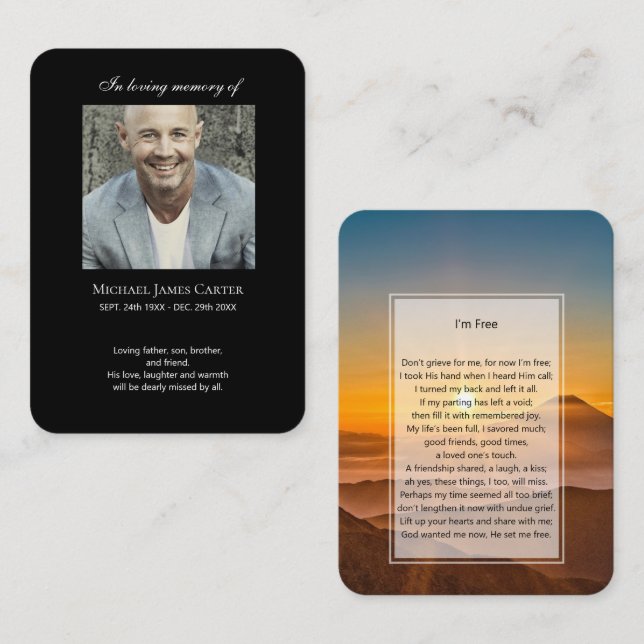 Fotominne Jag är gratis bönekort Visitkort (Fram/baksida)