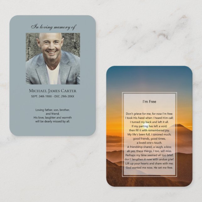 Fotominne Jag är gratis bönekort Visitkort (Fram/baksida)