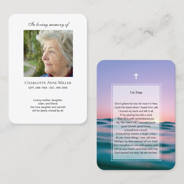Fotominne Jag är gratis bönekort Visitkort (Fram/baksida)