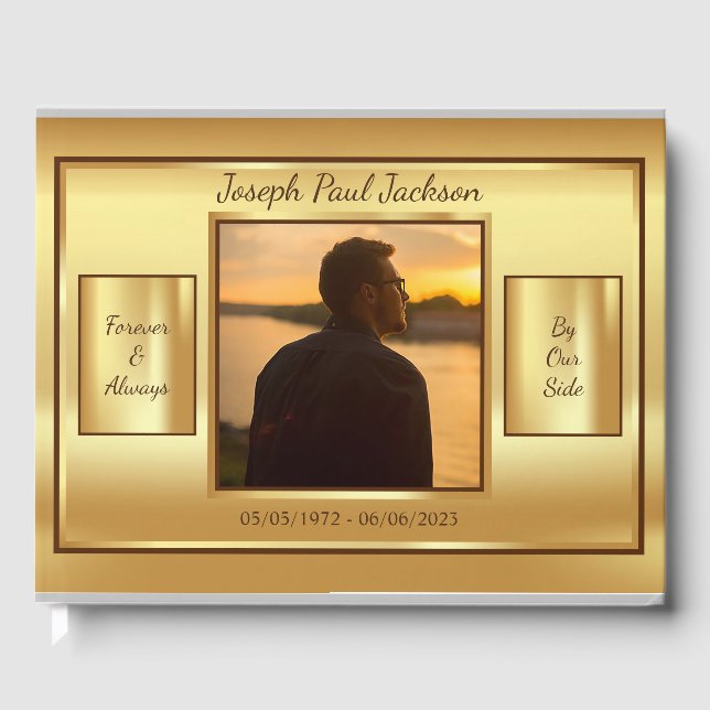 Fotominnesmärke för guld gästböcker (Framsida)