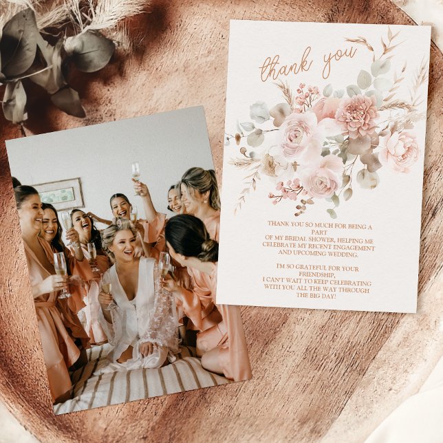 Fotomjuk Rosa Blommigt Pampas Grass Möhippa Tack Kort (Skapare uppladdad)