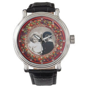 FOTOMMALL FÖR FLORENTINRÖD BLOMMIGT KRONA ARMBANDSUR