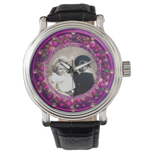 FOTOMMALL FÖR FLORENTINS ROSA BLOMMIGT KRONA ARMBANDSUR