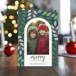 Fotomodern båge - eucalyptus grenar jul julkort