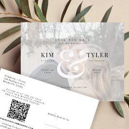 Fotomodern elegant QR CODE bröllop spara datum Meddelande Vykort
