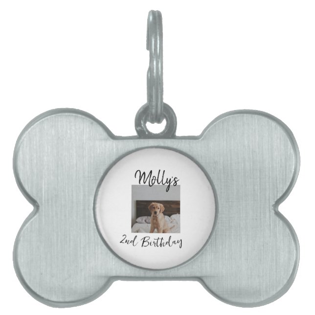 Fotomodern enkel bild av djurets födelsedagsfödels ID-bricka husdjur (Framsidan)