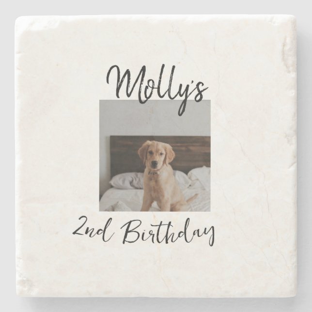 Fotomodern enkel bild av djurets födelsedagsfödels stenunderlägg (Framsidan)