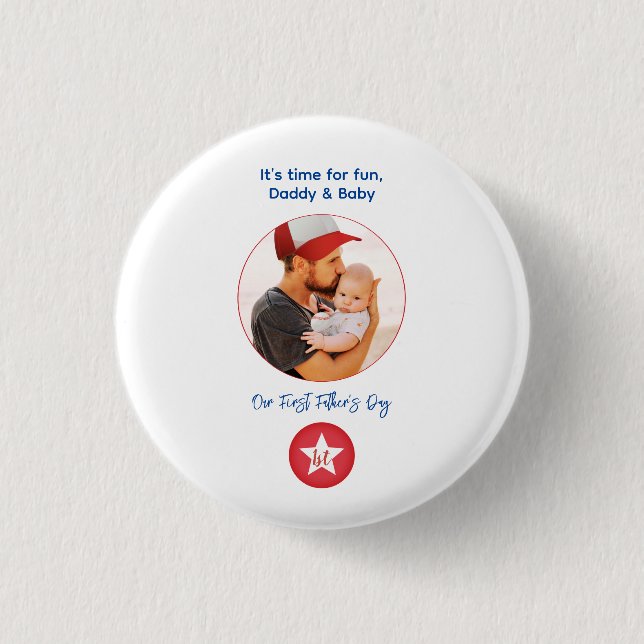 Fotomodern enkel typografi första Fars dag Knapp (Framsida)