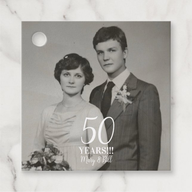 Fotomodern för personligt bröllp-årsdagen gåvor etiketter (Framsida)