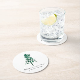 Fotomodern jul i vattenfärgen Gräs Träd Underlägg Papper Rund