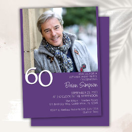 Fotomodern, minimalistisk Lila 60:e födelsedagen Inbjudningar