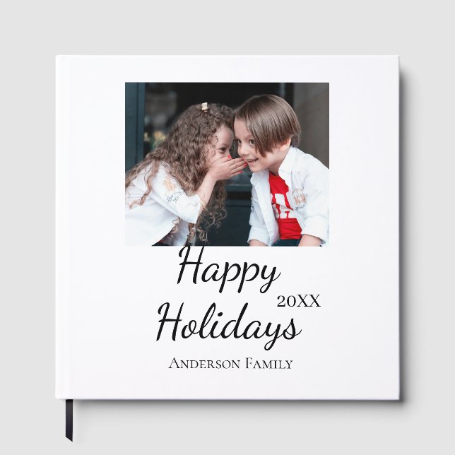 Fotomodern presenttext i familjen glad helg Barn Gästböcker (Framsida)