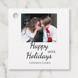 Fotomodern presenttext i familjen glad helg Barn Gåvor Etiketter