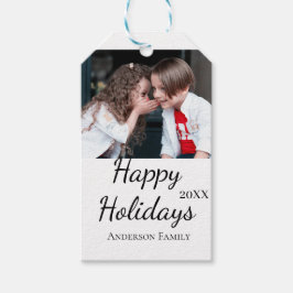 Fotomodern presenttext i familjen glad helg Barn Presentetikett