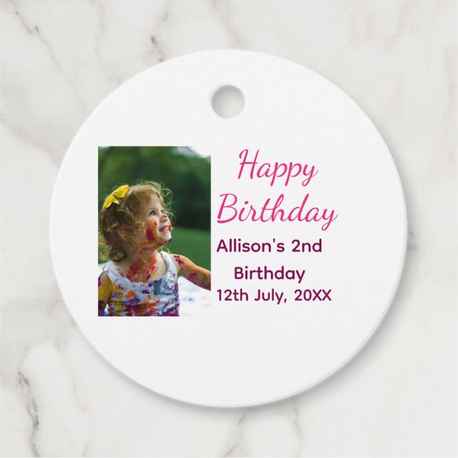 Fotomodernt klassiskt tillägg av namn date grattis gåvor etiketter (Framsida)