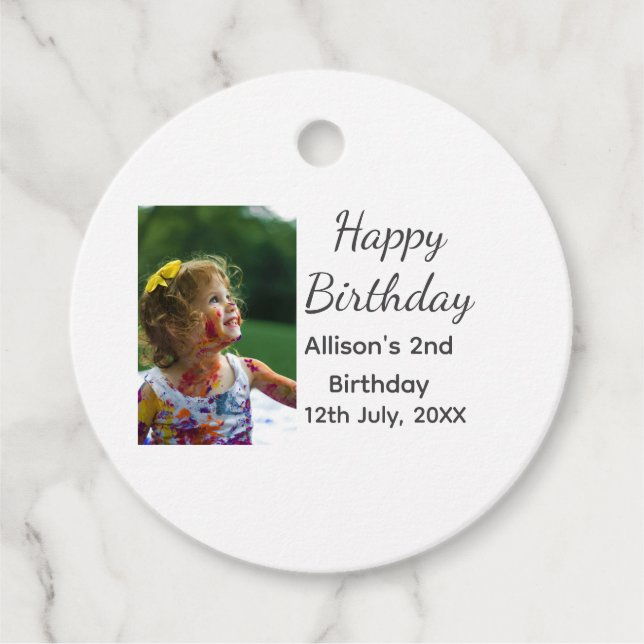 Fotomodernt klassiskt tillägg av namn date grattis gåvor etiketter (Framsida)