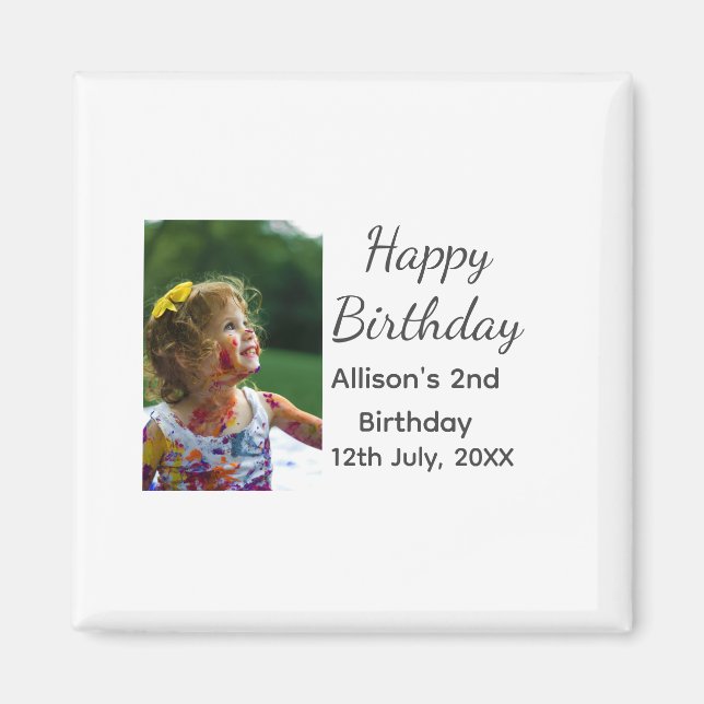 Fotomodernt klassiskt tillägg av namn date grattis magnet (Framsidan)