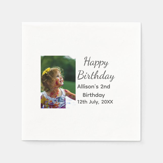 Fotomodernt klassiskt tillägg av namn date grattis pappersservett (Framsidan)