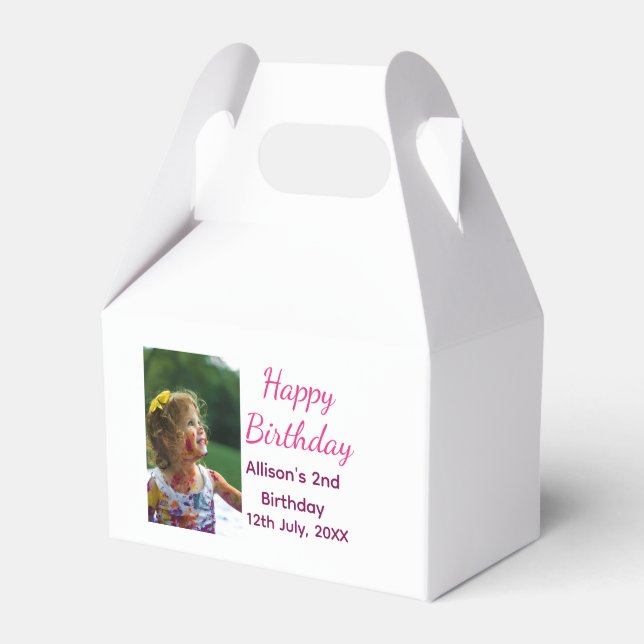 Fotomodernt klassiskt tillägg av namn date grattis presentaskar (Framsidan Sidan)