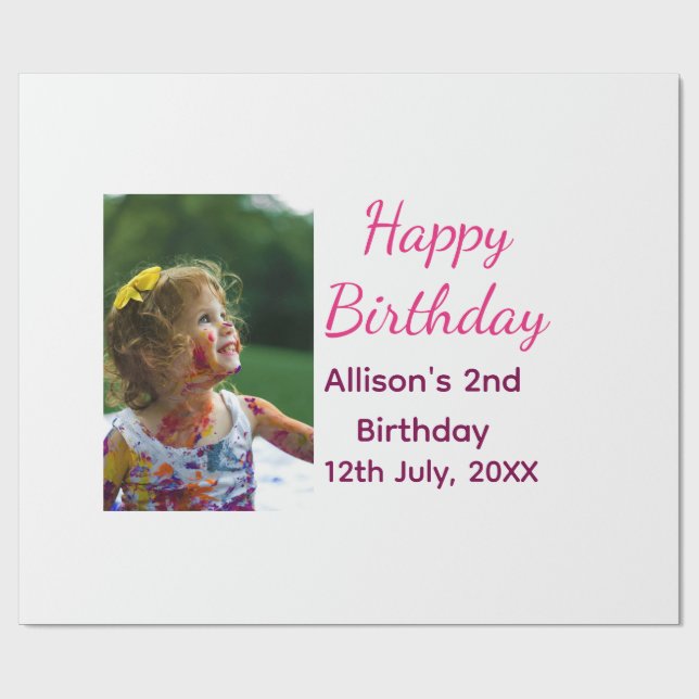 Fotomodernt klassiskt tillägg av namn date grattis presentpapper (Platt)