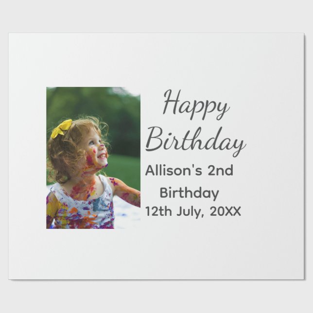 Fotomodernt klassiskt tillägg av namn date grattis presentpapper (Platt)