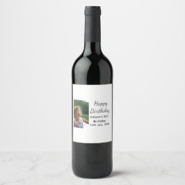 Fotomodernt klassiskt tillägg av namn date grattis vinflaska etikett