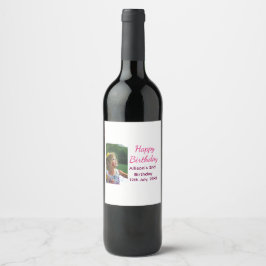 Fotomodernt klassiskt tillägg av namn date grattis vinflaska etikett