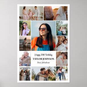 Fotomontage 12 bilder 12x18 16x24 20x30 Vit Poster