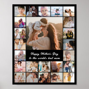 Fotomontage 24 bilder 8x10 16x20 24x30 Svart Poster