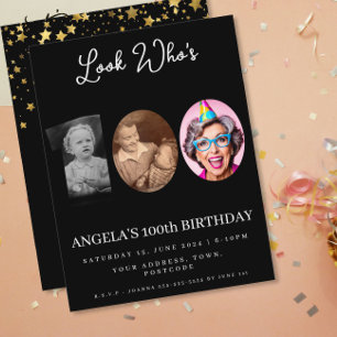 fotomontage Födelsedagsfest 100 år gammal Inbjudningar