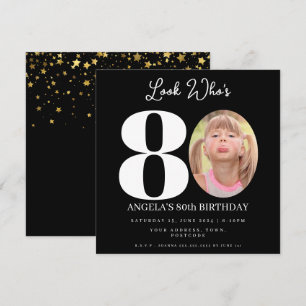 fotomontage Födelsedagsfest 80 år gammal Inbjudningar