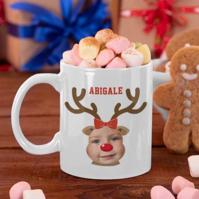 Fotomössa med renansikte kaffemugg (Adorable Reindeer Face Mug)