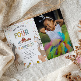 Fotomötbar gård 4-års födelsedagsinbjudan inbjudningar